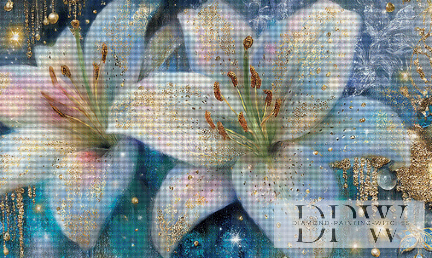 Weiße Lilien by Elly_A.I 125x75cm mit 270 Farben DPW-4066