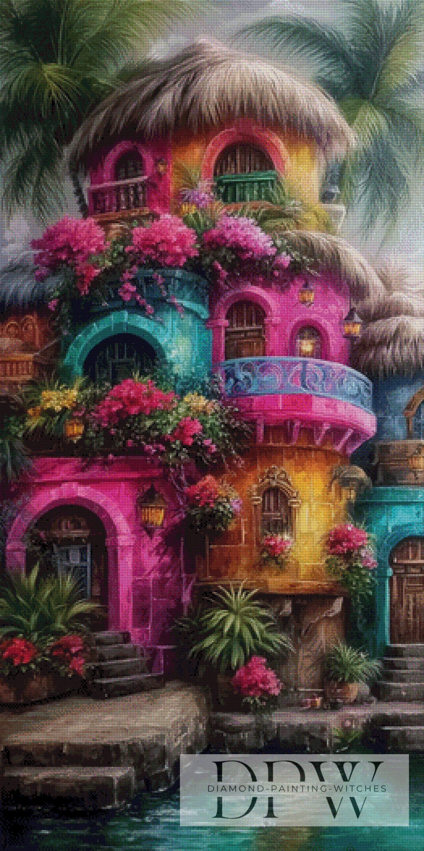 Buntes Tropenhaus by Elly_A.I. 65x130cm mit 300 Farben DPW-4085