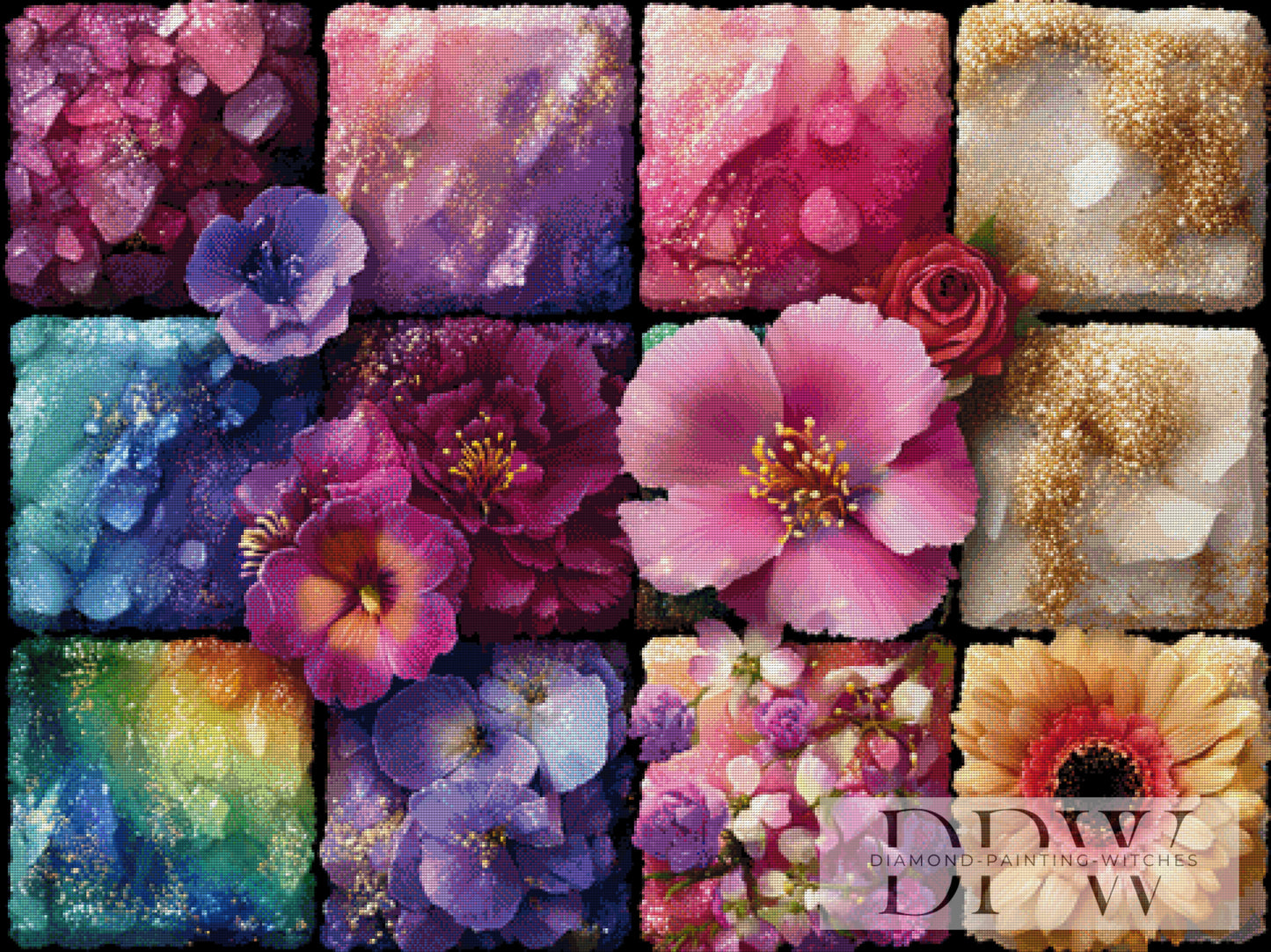 Blumenmosaik III by theA.art 120x90cm mit 400 Farben DPW-4122