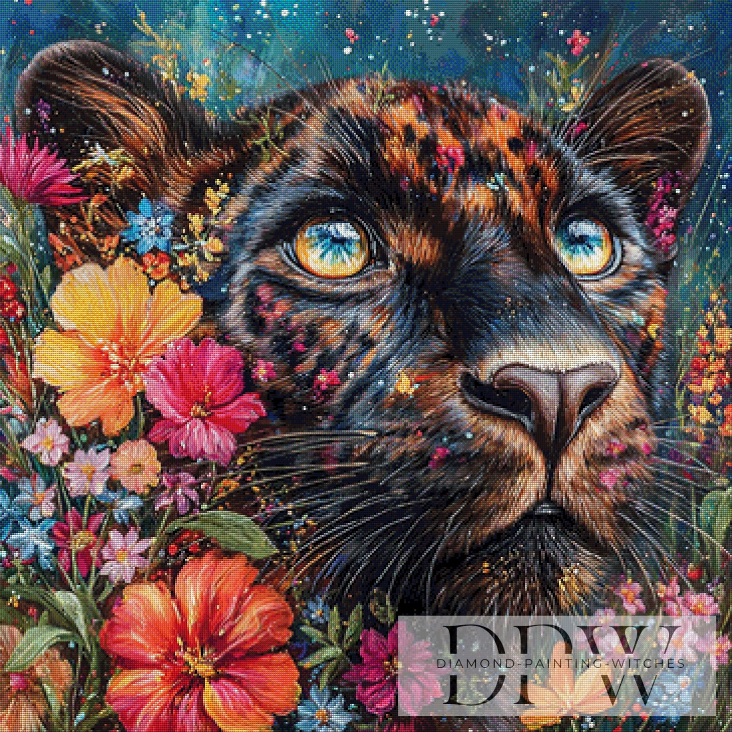 Blütenpanther by Catill 90x90cm mit 370 Farben DPW-4149