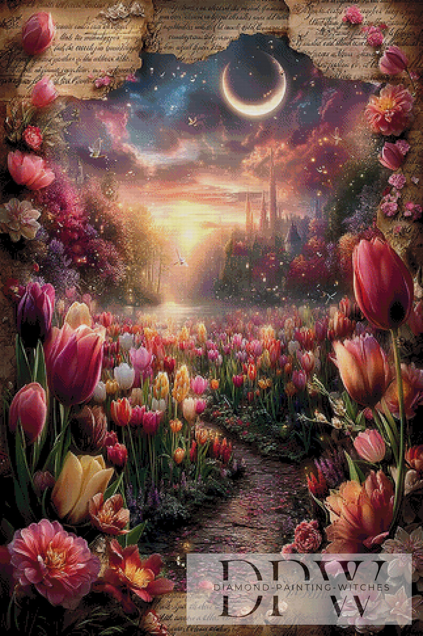 Vintage Tulpenfeld by ellufija 80x120cm mit 270 Farben DPW-4197