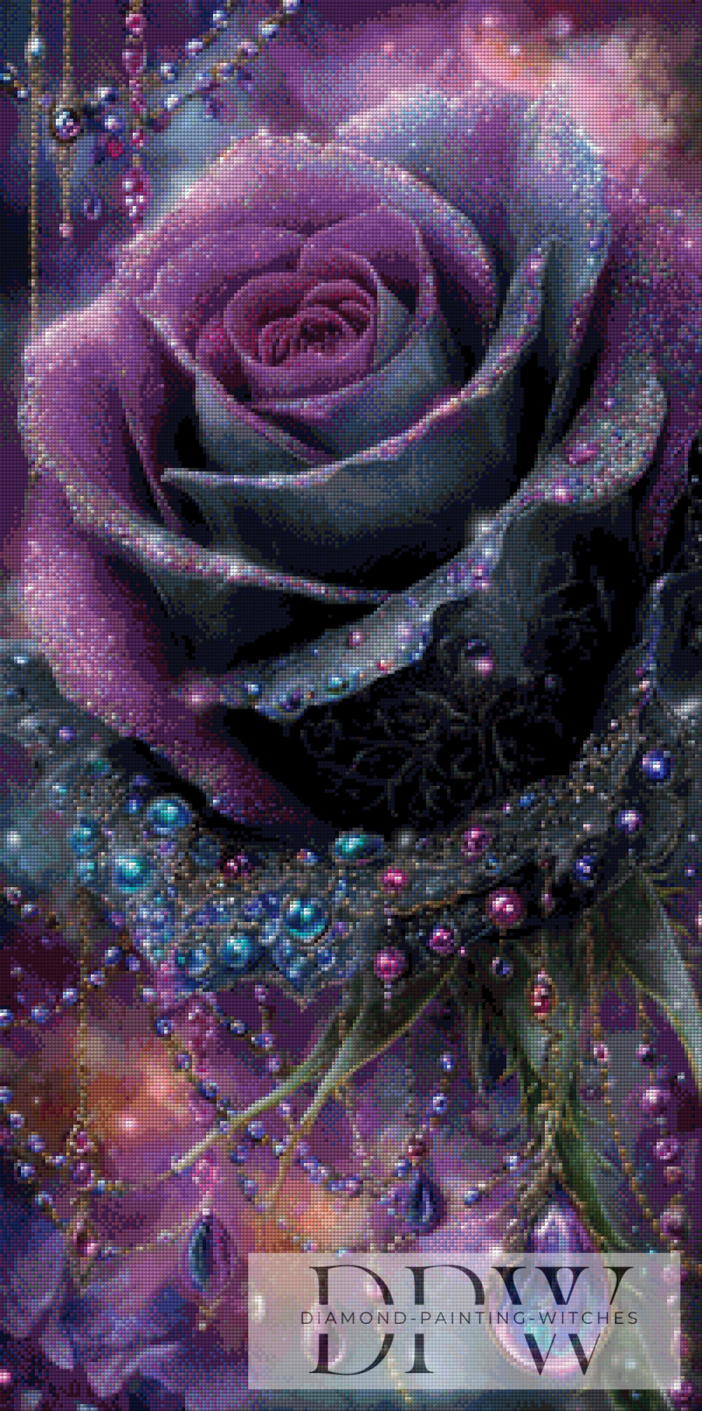 Purple Black Rose by Elly_A.I. 50x100cm mit 180 Farben DPW-4274