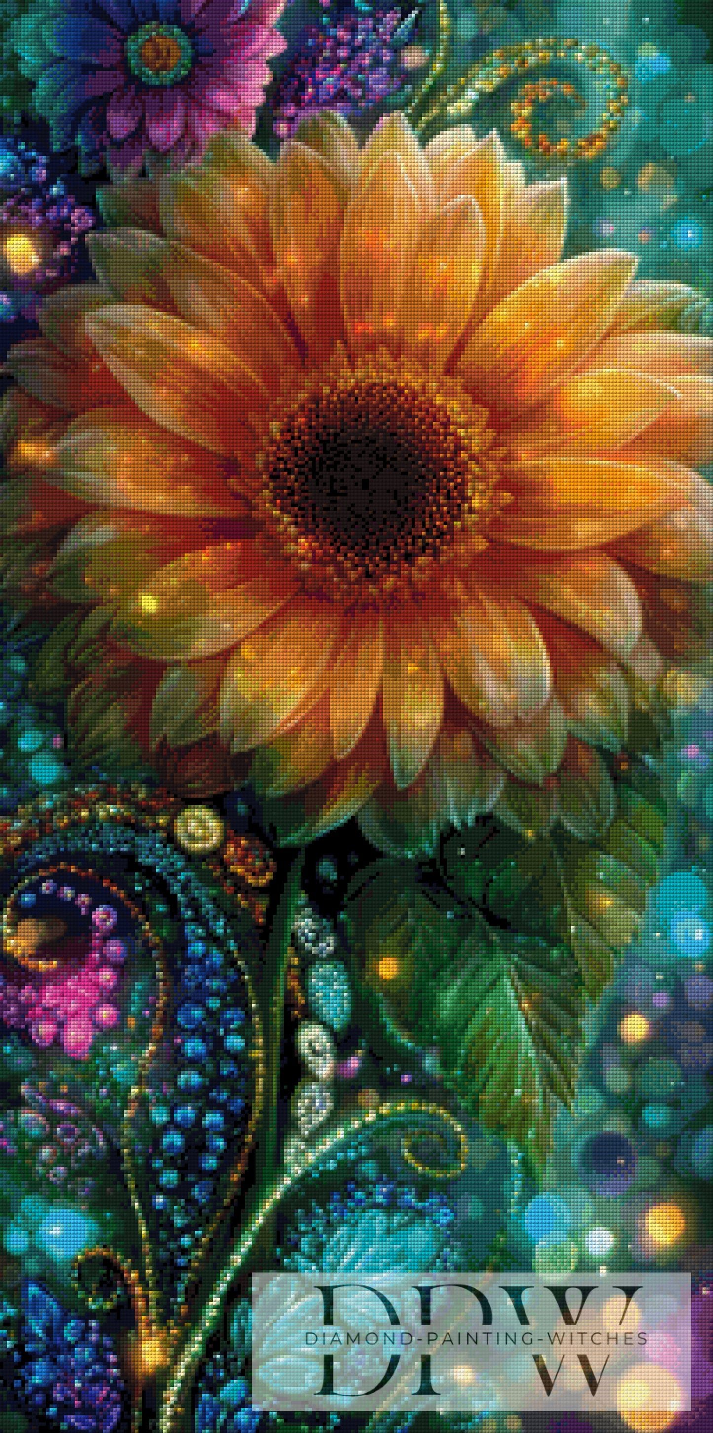 Sonnenstrahlblüte by Elly_A.I. 50x100cm mit 270 Farben DPW-4275