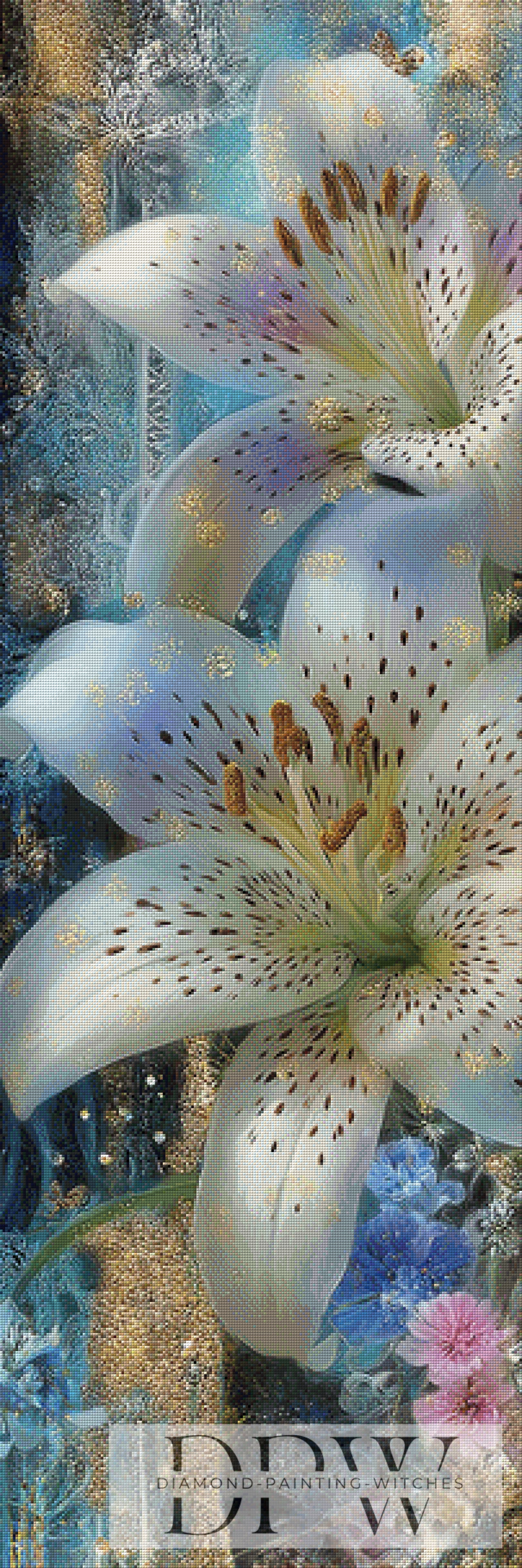 White Dream Lilies by Elly_A.I. 50x150cm mit 220 Farben DPW-4289