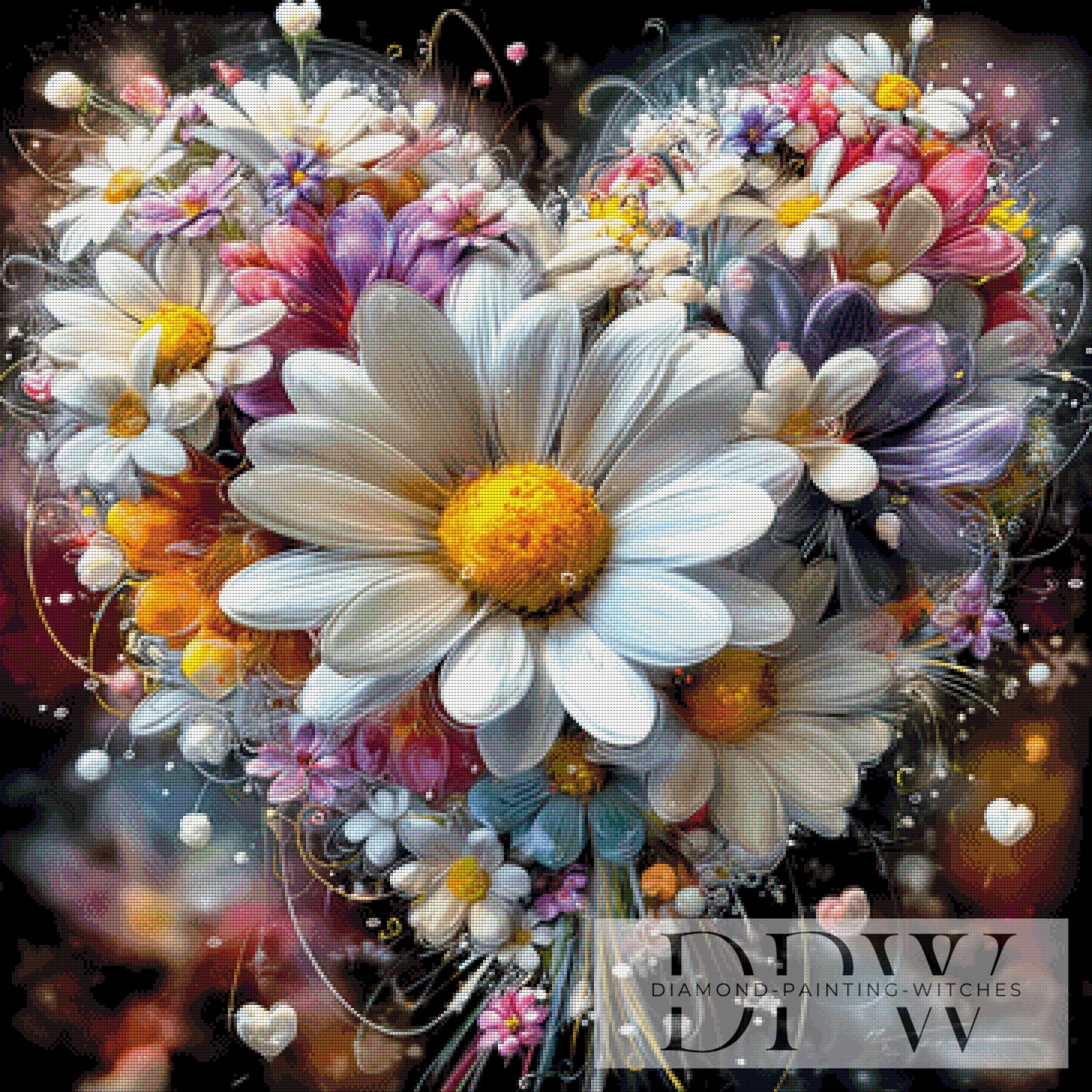 Herziger Blümchengruß by CreatiVart 90x90cm mit 300 Farben DPW-4331