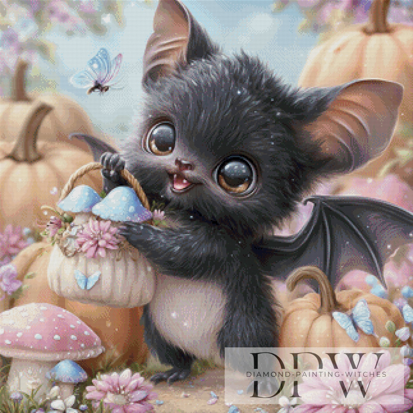Fledermaus beim Pilze sammeln by Lisa Morgan 80x80cm mit 170 Farben DPW-4370