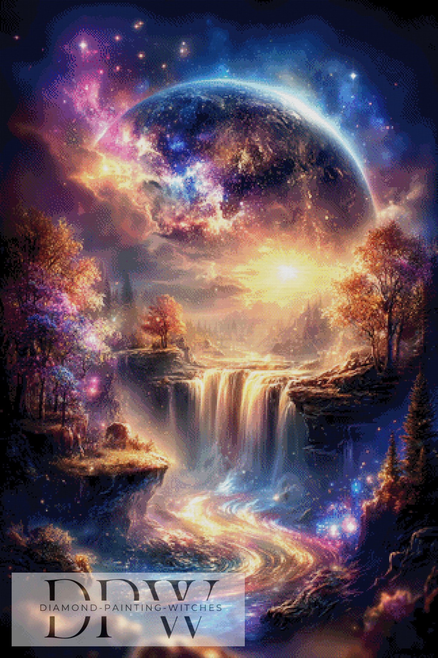 Wasserfall im Mondschein by ellufija 80x120cm mit 260 Farben DPW-4387