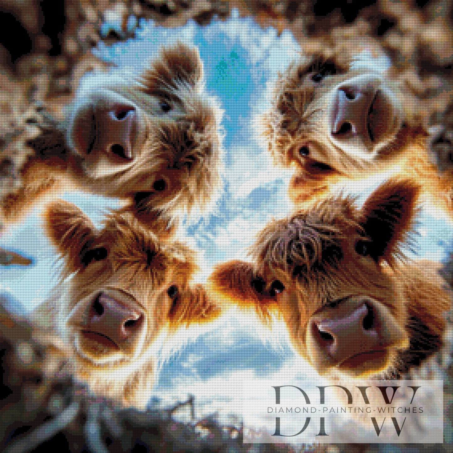 Neugierige Highland Cows by theA.art 70x70cm mit 200 Farben DPW-4394