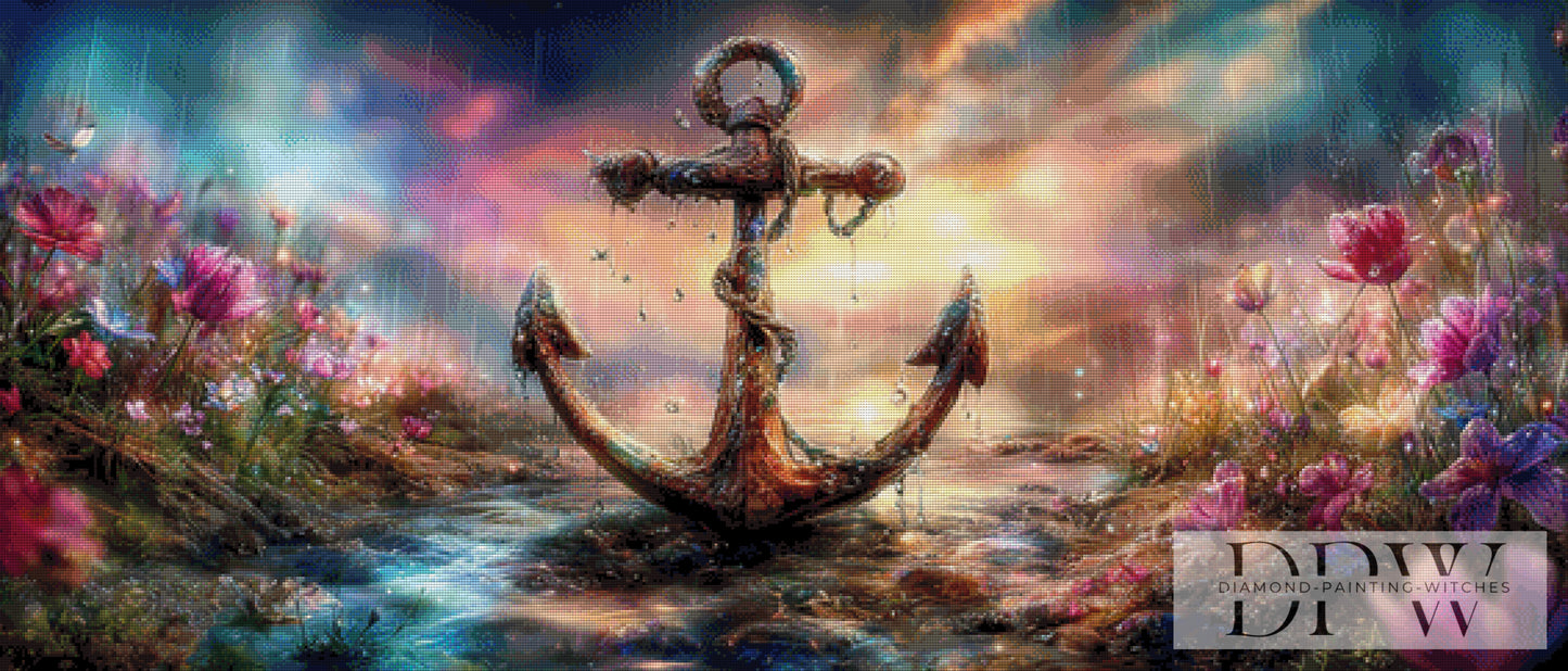 Anker im Wasser by ellufija 140x60cm mit 320 Farben DPW-4432