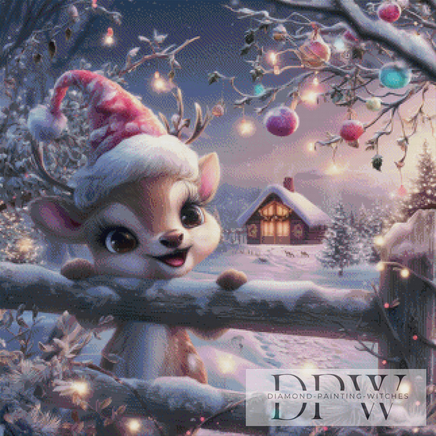 Winterliches Rehkitz by Lisa Morgan 80x80cm mit 175 Farben DPW-4538