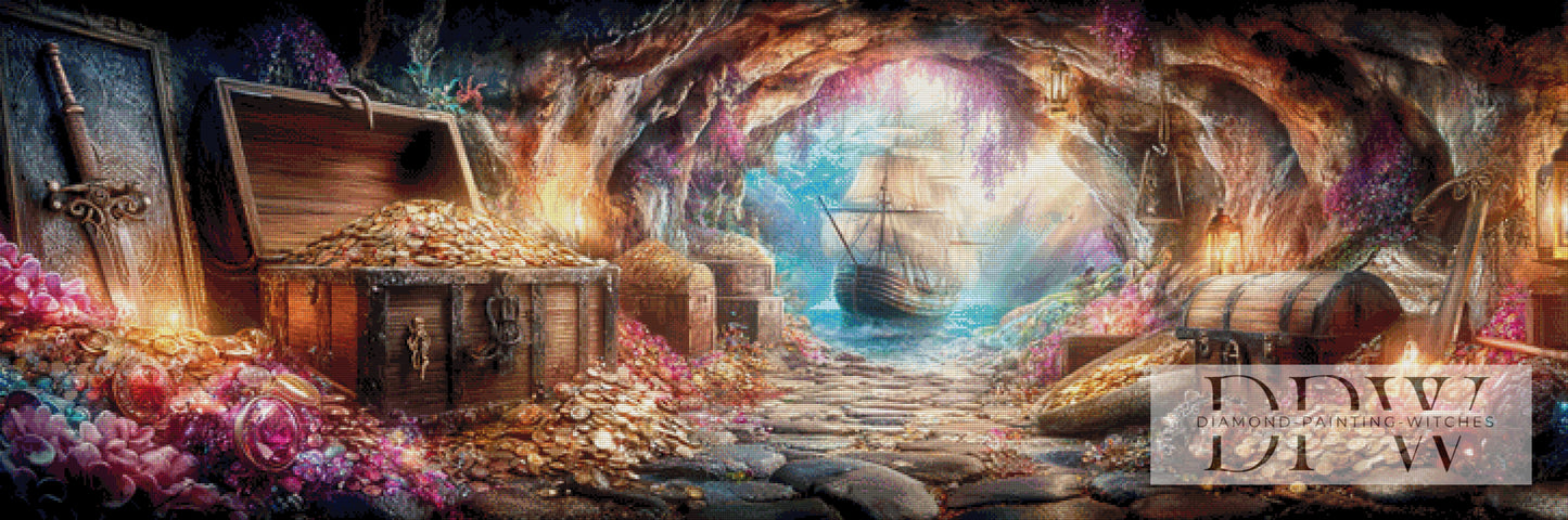 Schifffahrt zur Schatzhöhle by ellufija 180x60cm mit 320 Farben DPW-4564