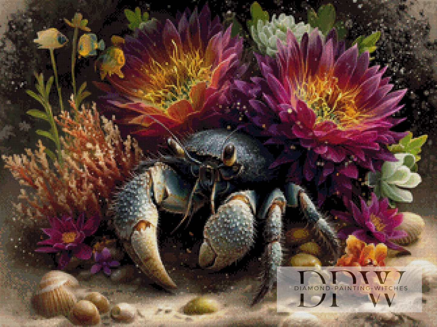 Blumenhummer by QN 80x60cm mit 230 Farben DPW-4601