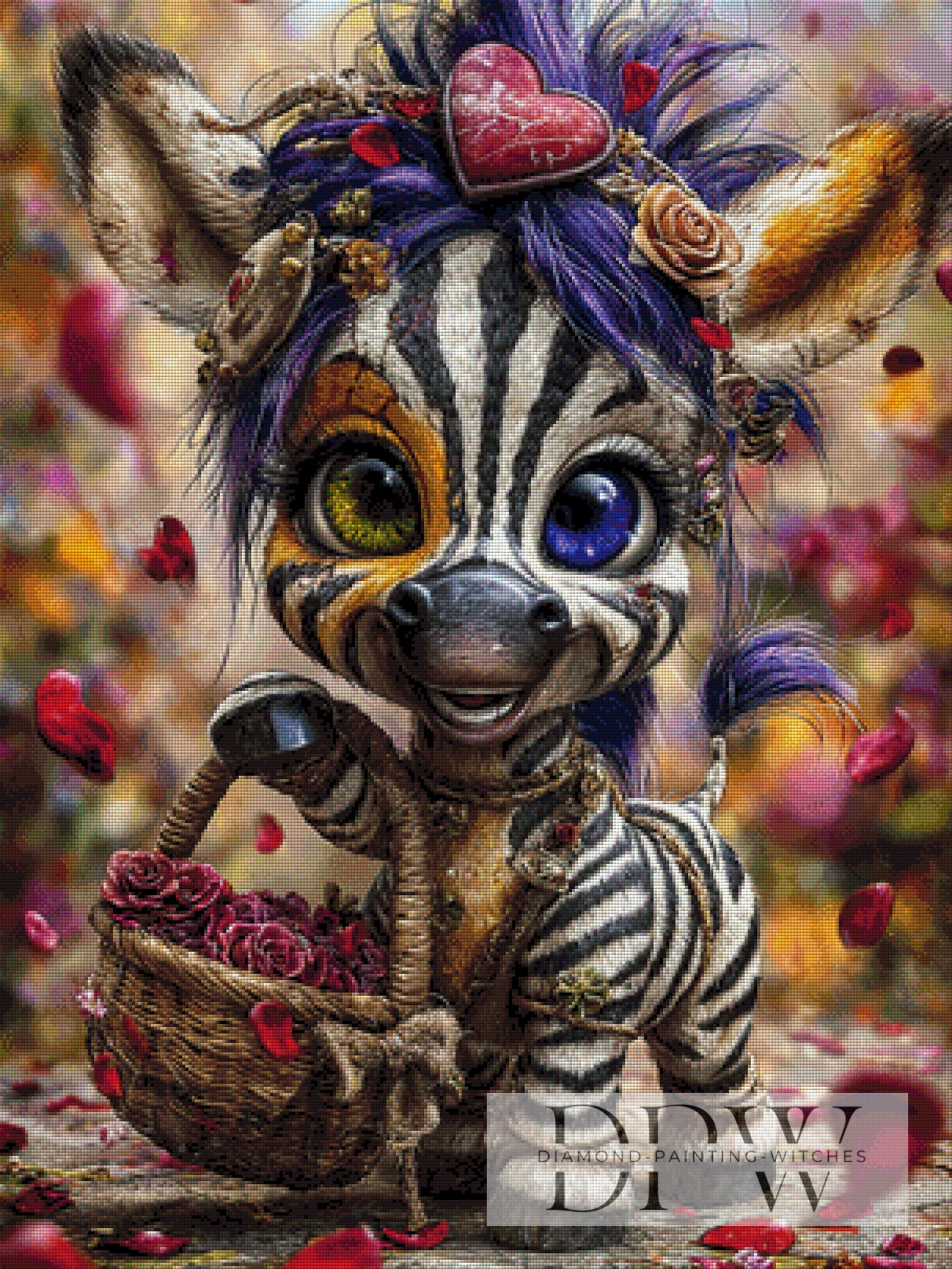 Farbenfrohes Zebra by CreatiVart 75x100cm mit 260 Farben DPW-4647