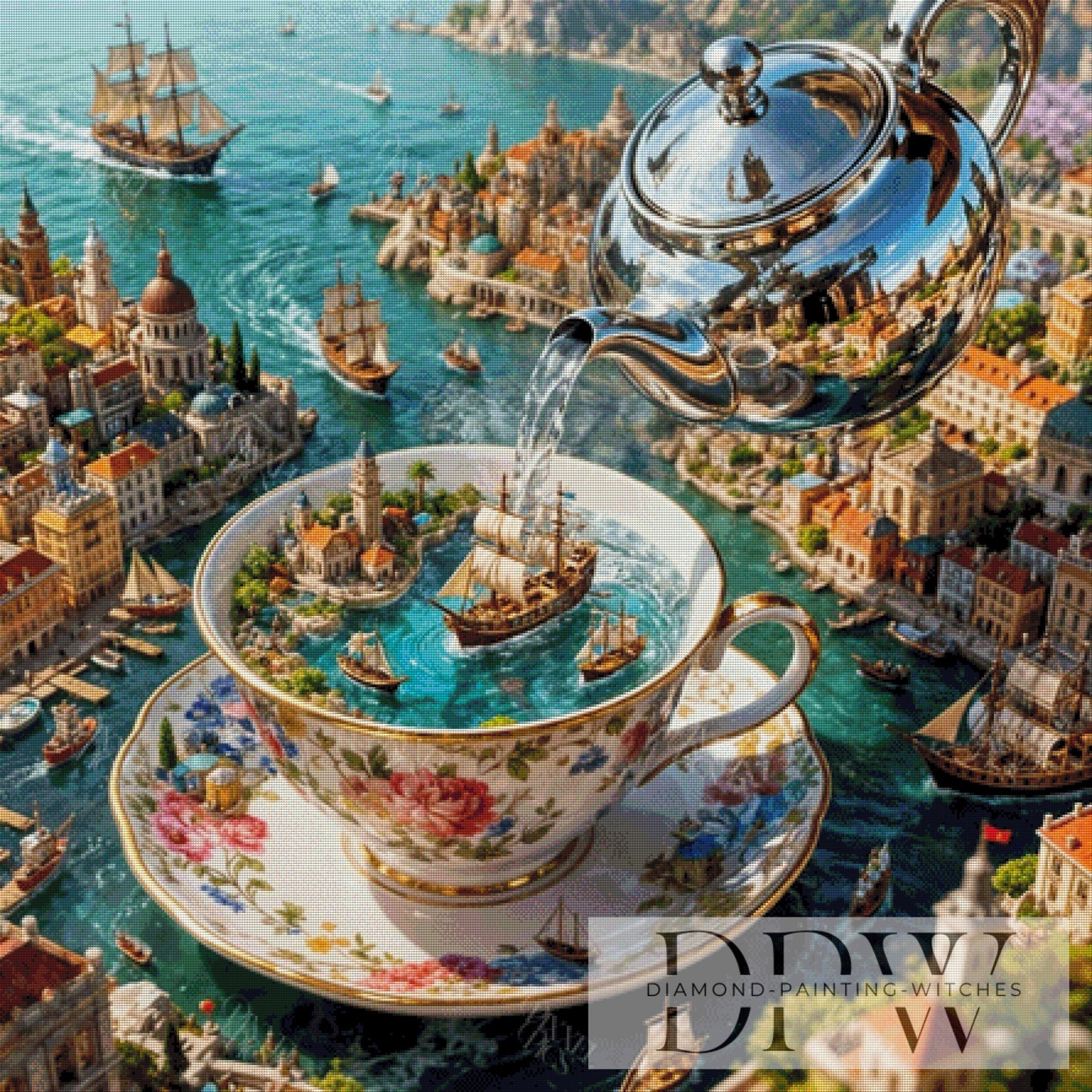 Teacup Habour by Pixxel Pics 110x110cm mit 320 Farben DPW-4699