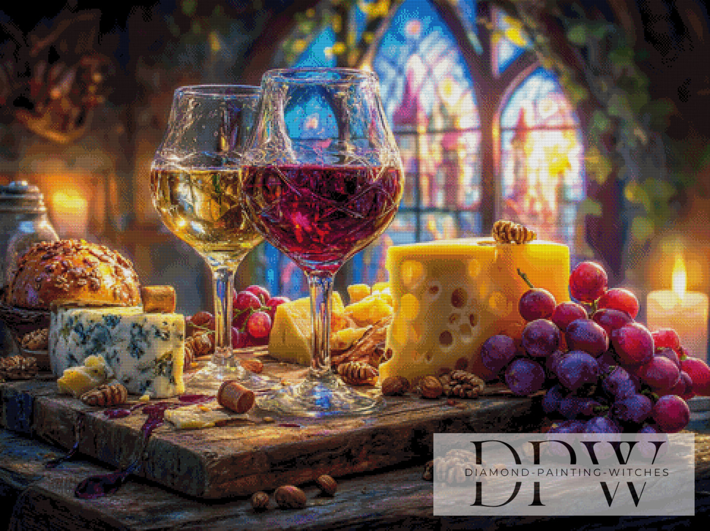 Käse und Wein by ellufija 120x90cm mit 380 Farben DPW-4724