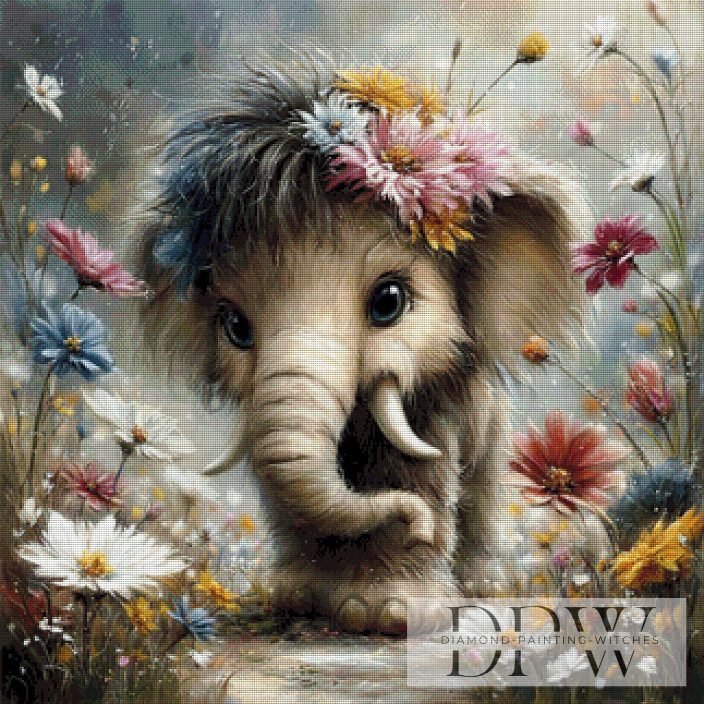 Mini Flower Mammut by theA.art 80x80cm mit 210 Farben DPW-4745