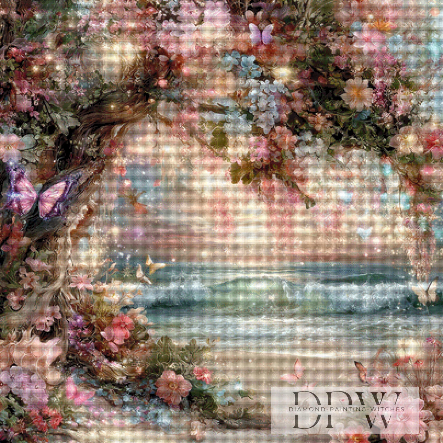 Wo das Meer in rosa erblüht by Lisa Morgan 100x100cm mit 270 Farben DPW-4823