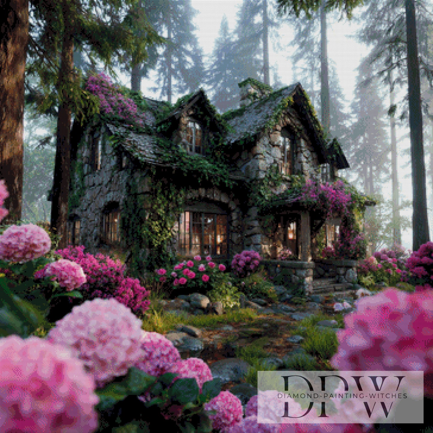 Verträumtes Cottage by theA.art 90x90cm mit 210 Farben DPW-4828