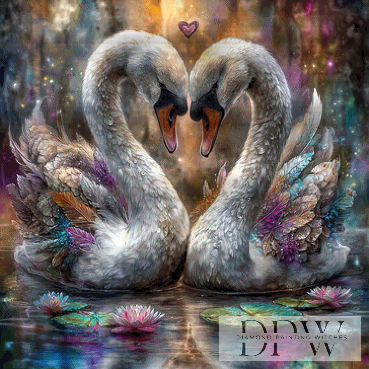 Valentine Swans by Casalla Vendetta 90x90cm mit 290 Farben DPW-4837