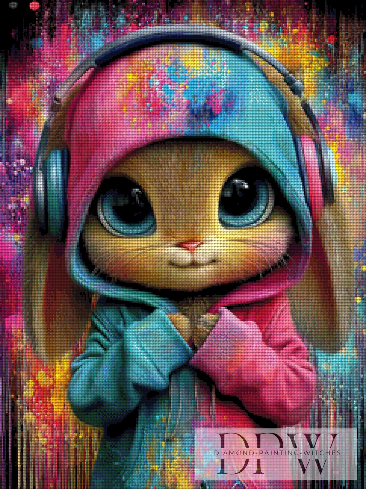 DJ Löffelpfote by Elly_A.I. 60x80cm mit 315 Farben DPW-4850