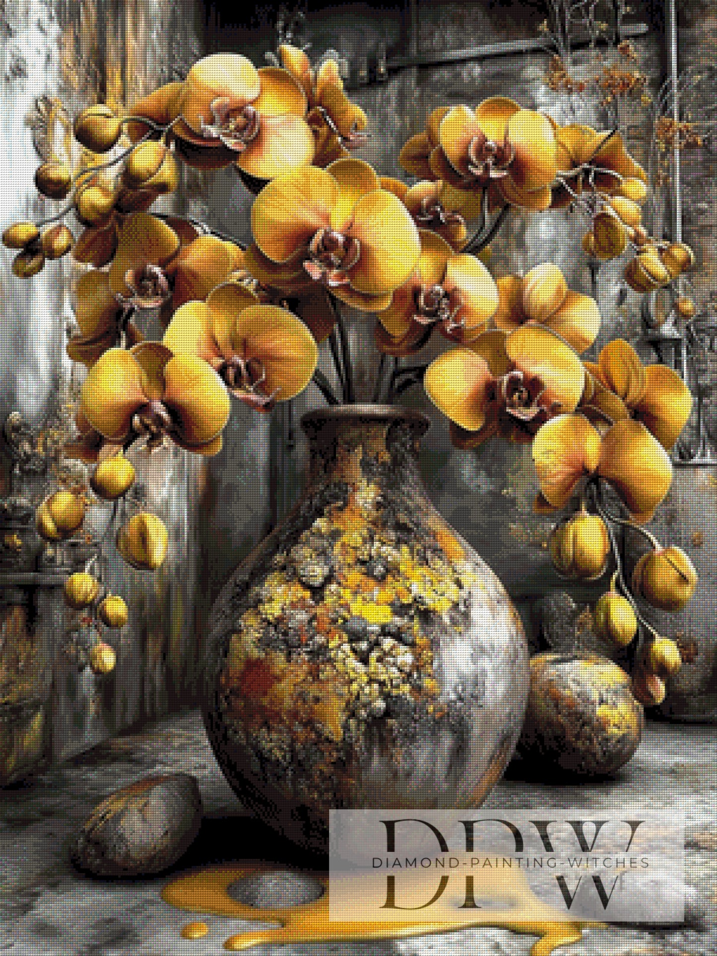Gelbe Orchideen by CleoDora 75x100cm mit 180 Farben DPW-4959