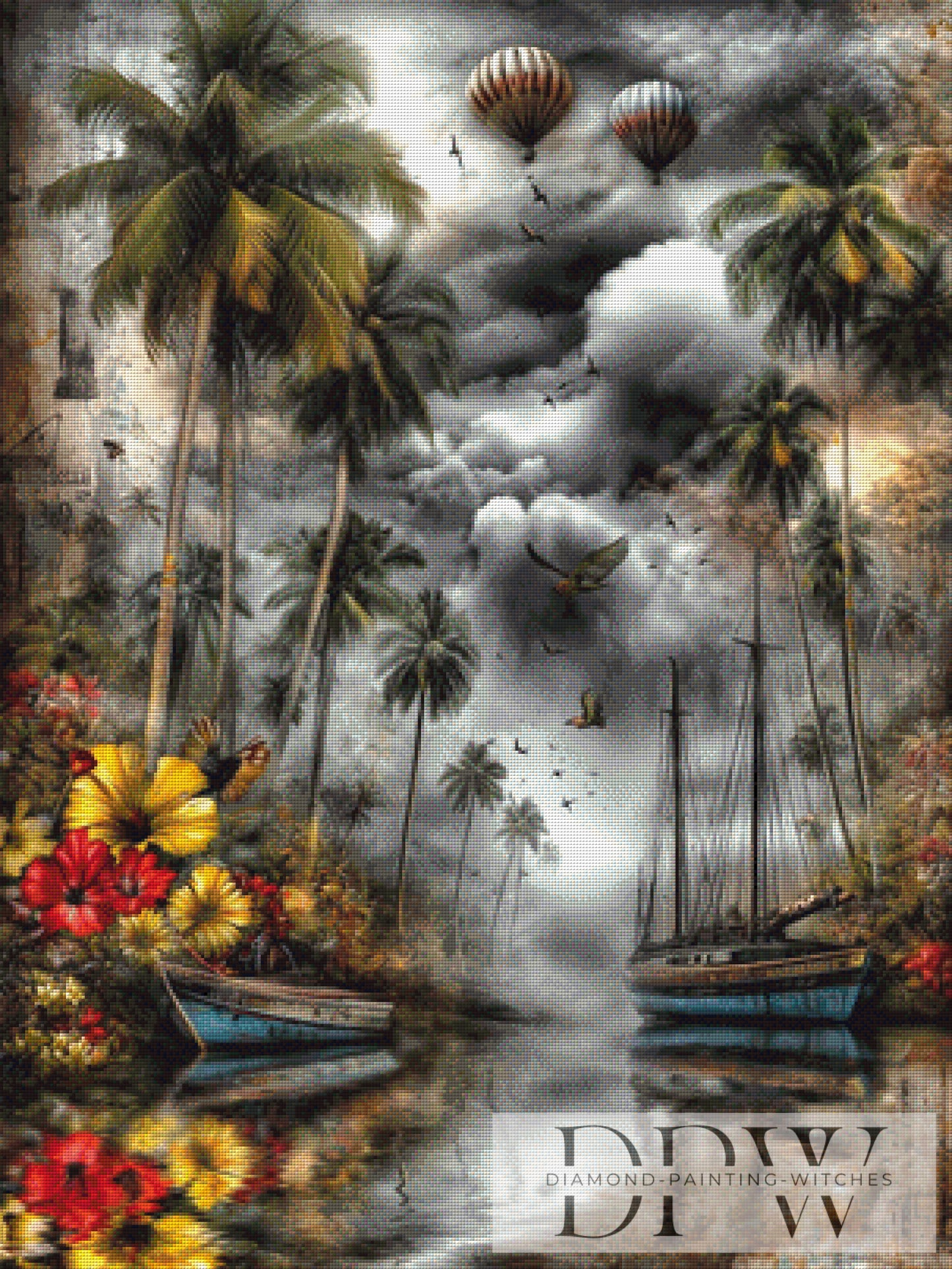 Palmorchid Beach by CleoDora 75x100cm mit 210 Farben DPW-5009