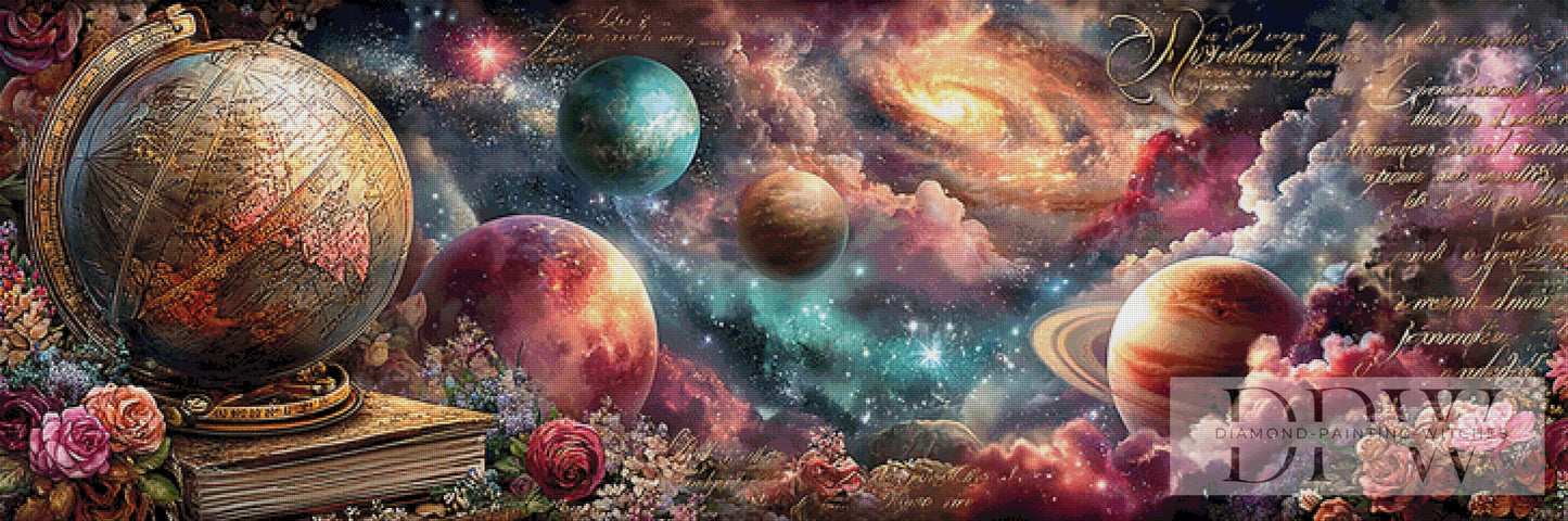 Vintage Planeten by ellufija 180x60cm mit 340 Farben DPW-5079