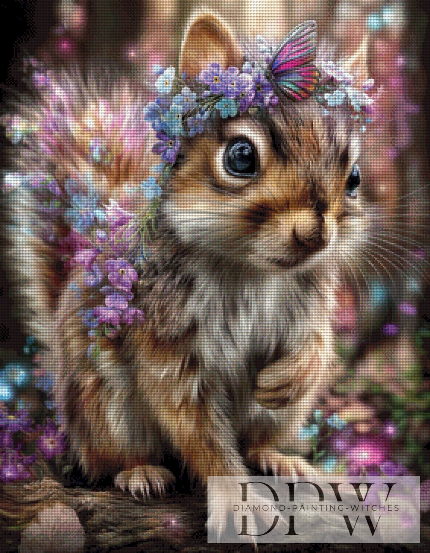 Flower Squirrel by CleoDora 70x90cm mit 230 Farben DPW-5137