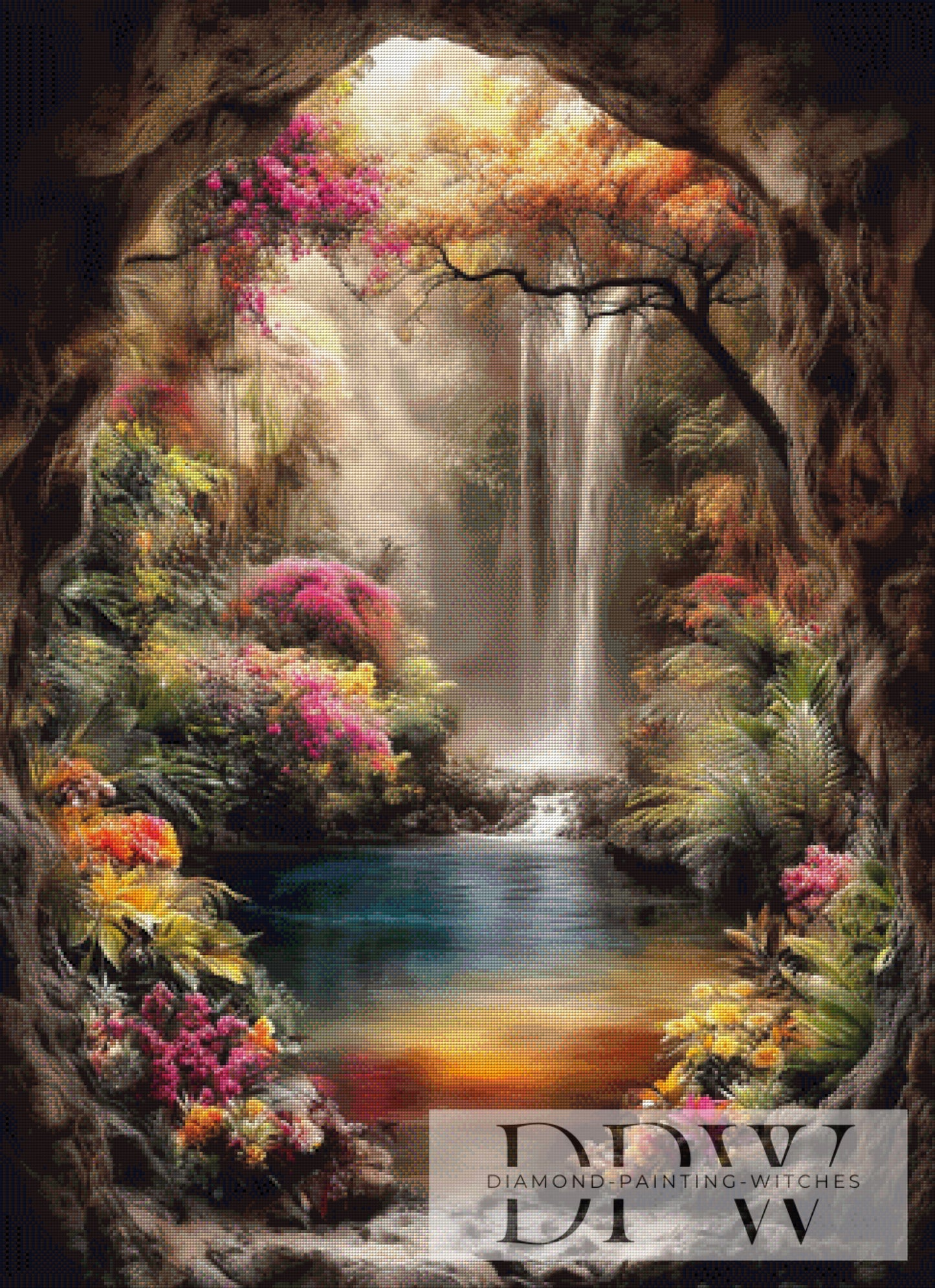 Wasserfall im Paradies by CleoDora 80x110cm mit 270 Farben DPW-5252