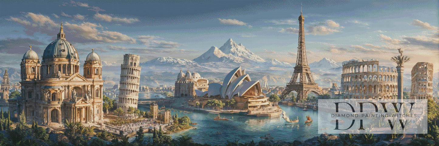 World Skyline by Pixxel Pics 240x80cm mit 160 Farben DPW-5276