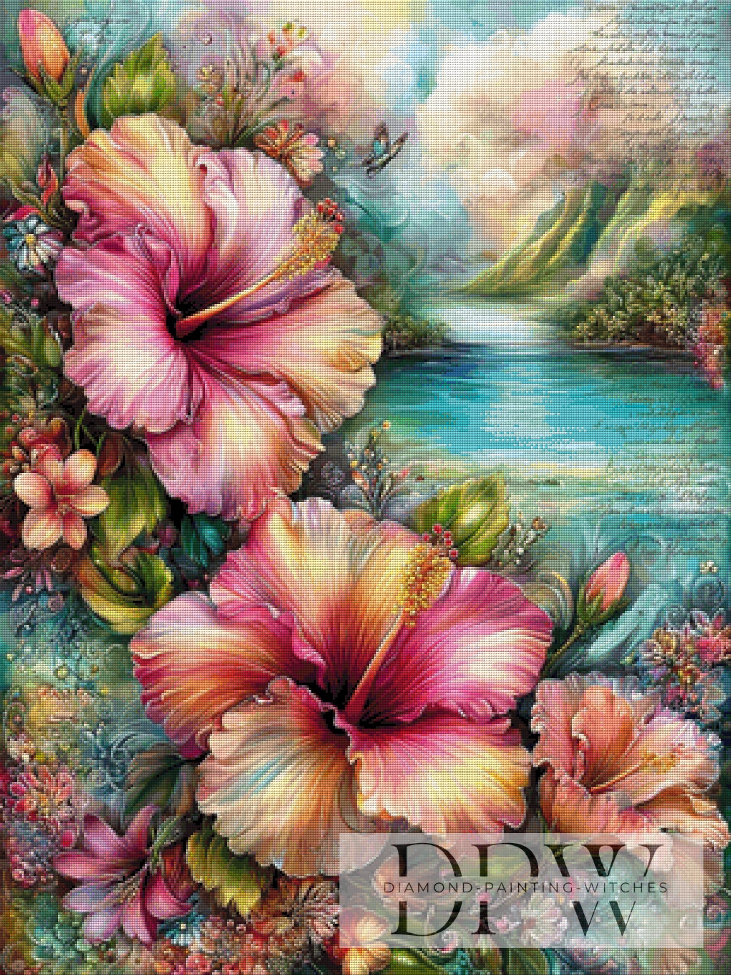 Tropenblüten im Inselwind by CleoDora 75x100cm mit 360 Farben DPW-6114