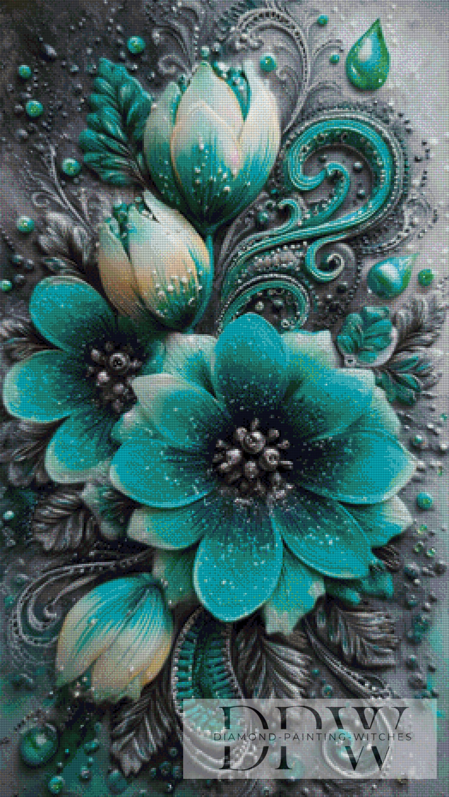 Turquoise Whisper by ellufija 65x115cm mit 145 Farben DPW-6147