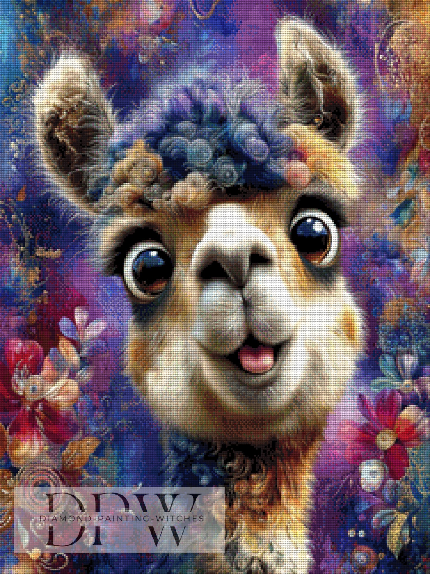 Happy Lama by CleoDora 60x80cm mit 220 Farben DPW-6181