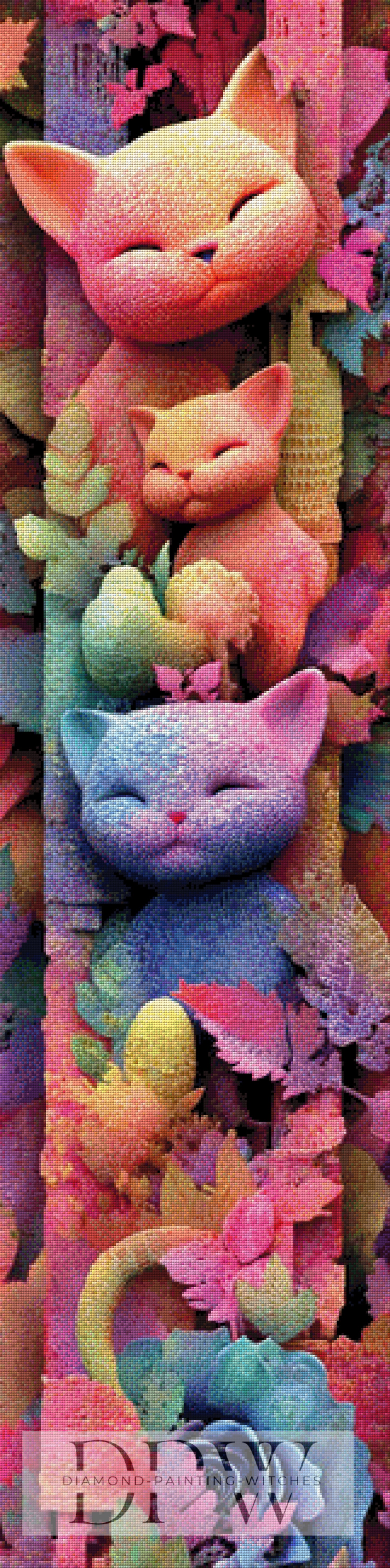 Regenbogenkatzen by Elly_A.I. 40x160cm mit 350 Farben DPW-6183