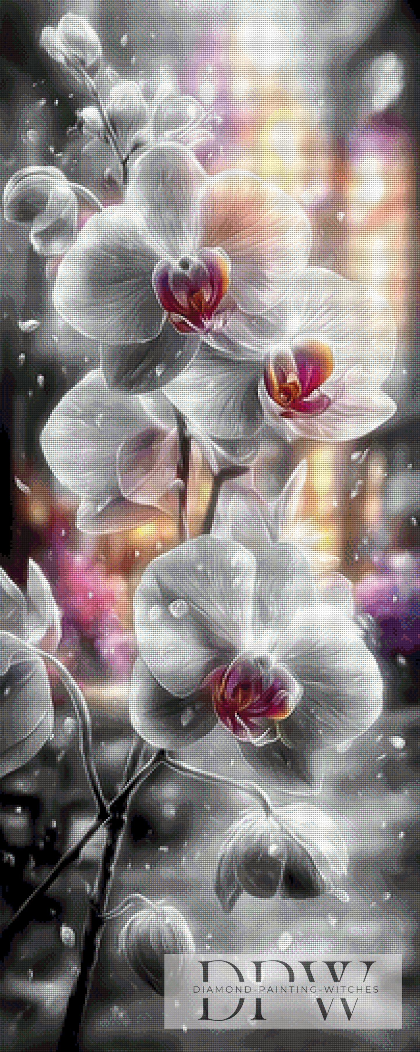 Weiße Orchideen by ellufija 50x125cm mit 185 Farben DPW-6185