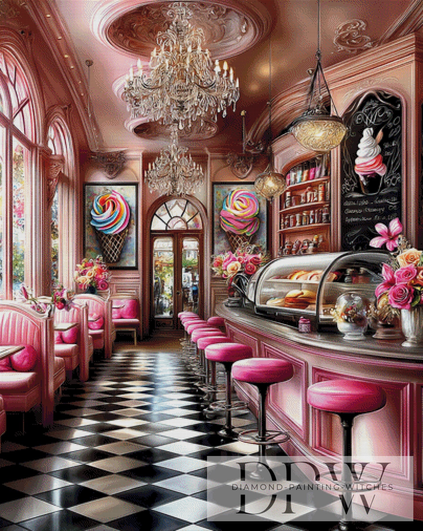 Pink Velvet Ice Lounge by theA.art 100x125cm mit 330 Farben DPW-6234