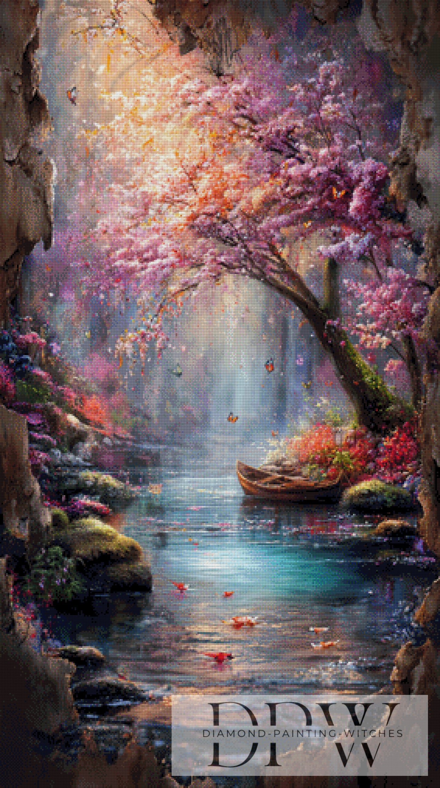 Unter der Kirschblüte by ellufija 70x125cm mit 320 Farben DPW-6276