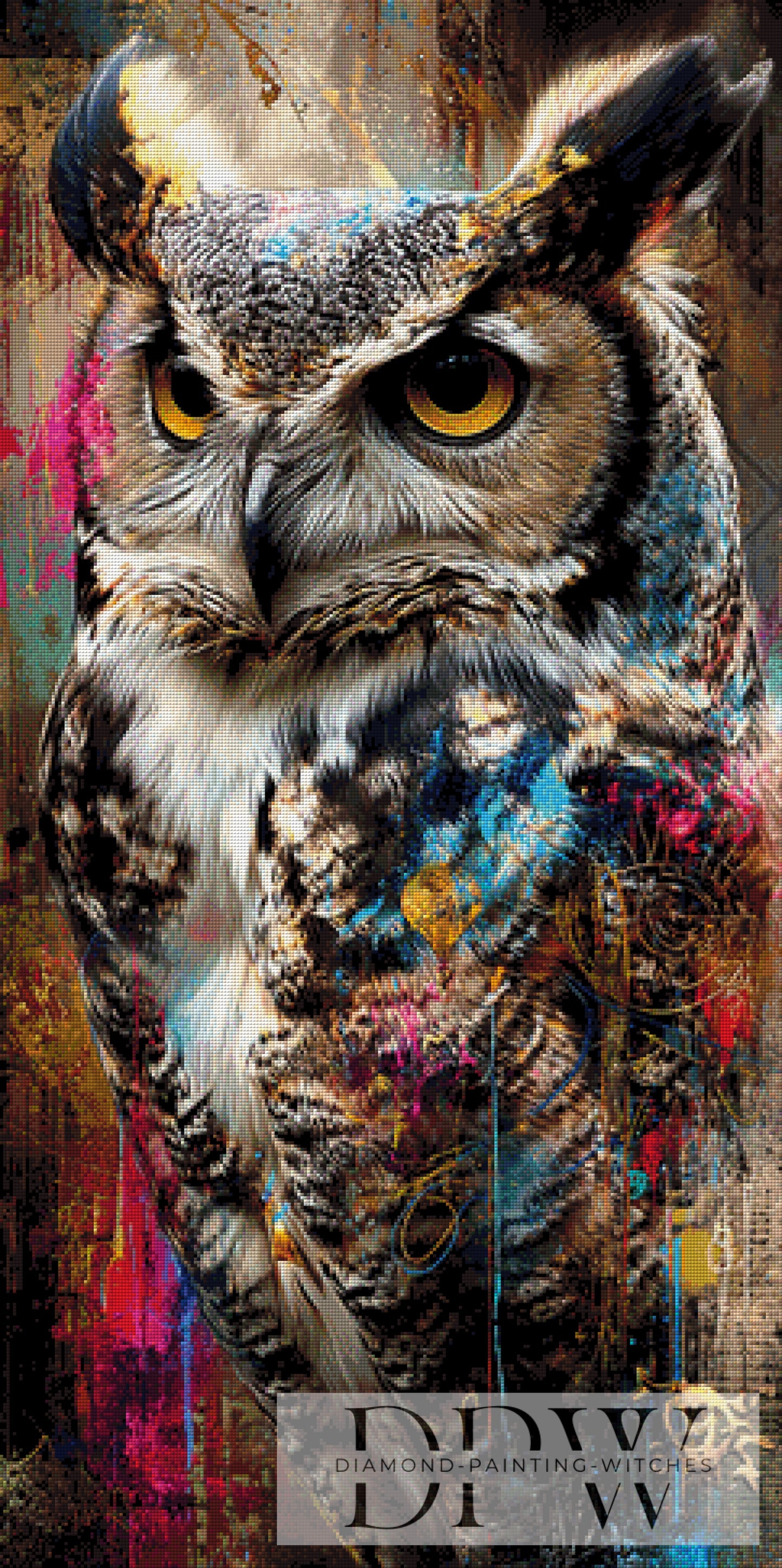 Splash Owl by ellufija 60x120cm mit 300 Farben DPW-6291