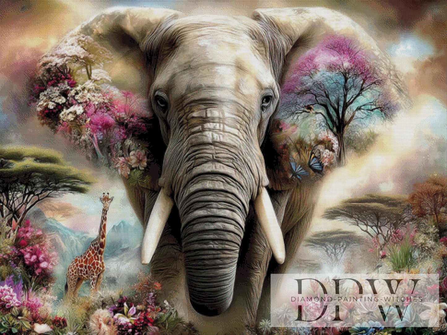 Fantastische Elefantenwelt by CleoDora 120x90cm mit 270 Farben DPW-6313