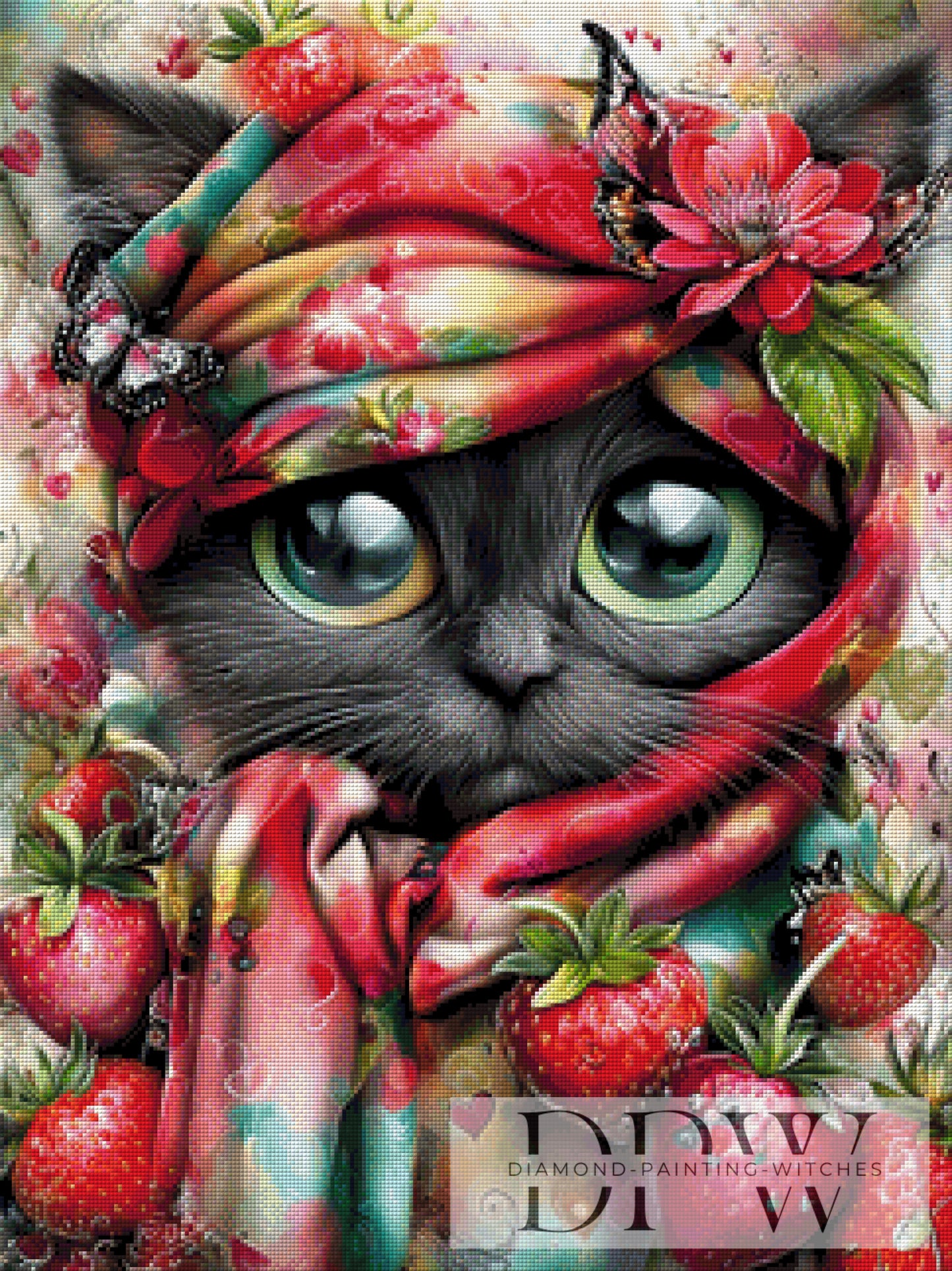Erdbeerkatze by CleoDora 60x80cm mit 300 Farben DPW-6318