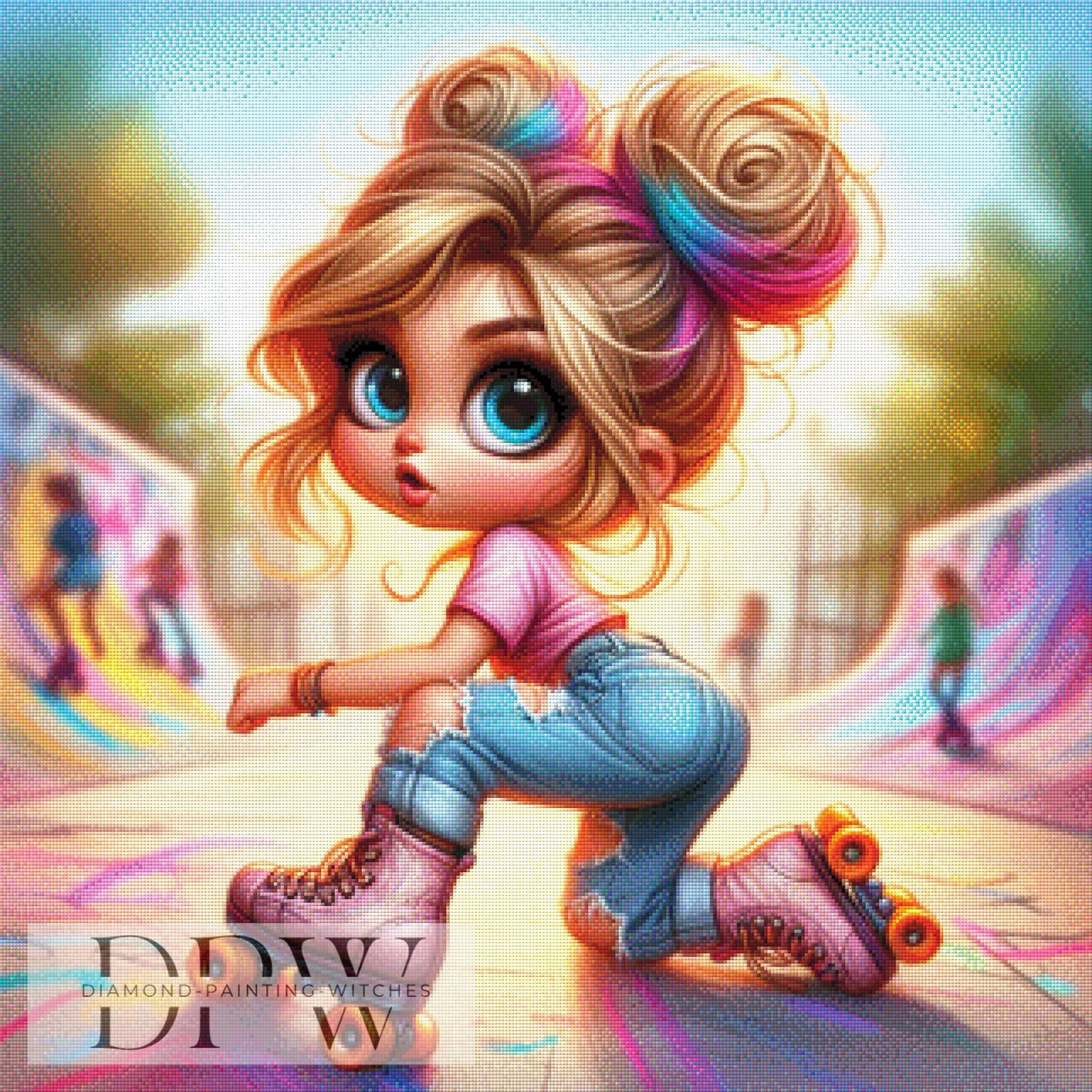 Rollschuh Rita by CreatiVart ,80x80cm mit 370 Farben DPW-631