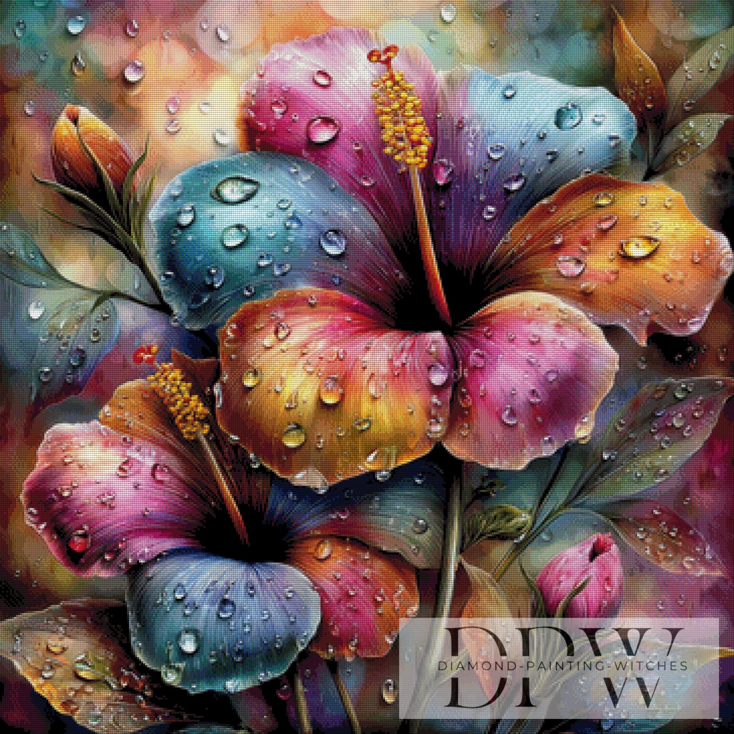 Regenbogenblüten by CleoDora 90x90cm mit 370 Farben DPW-6329