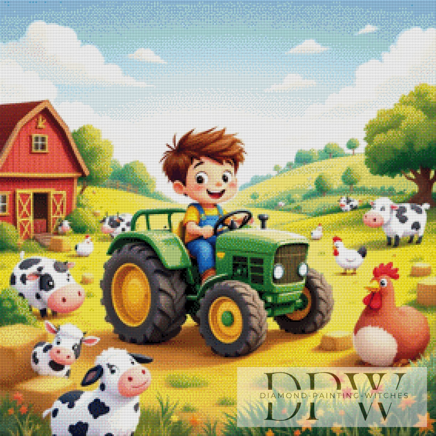 Traktor by QN 70x70cm mit 310 Farben DPW-6390