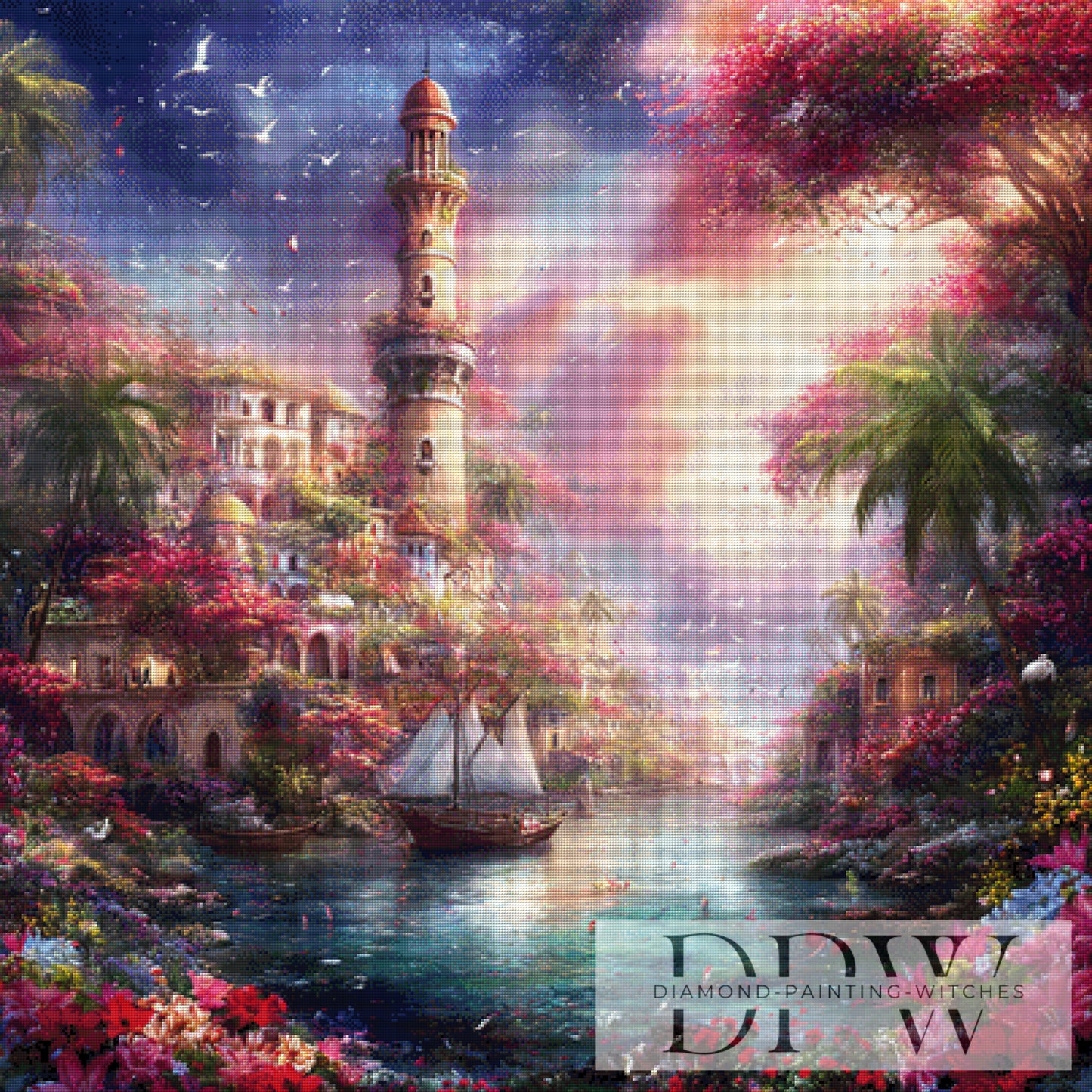 Turmstadt am Meer by ellufija 100x100cm mit 360 Farben DPW-6420