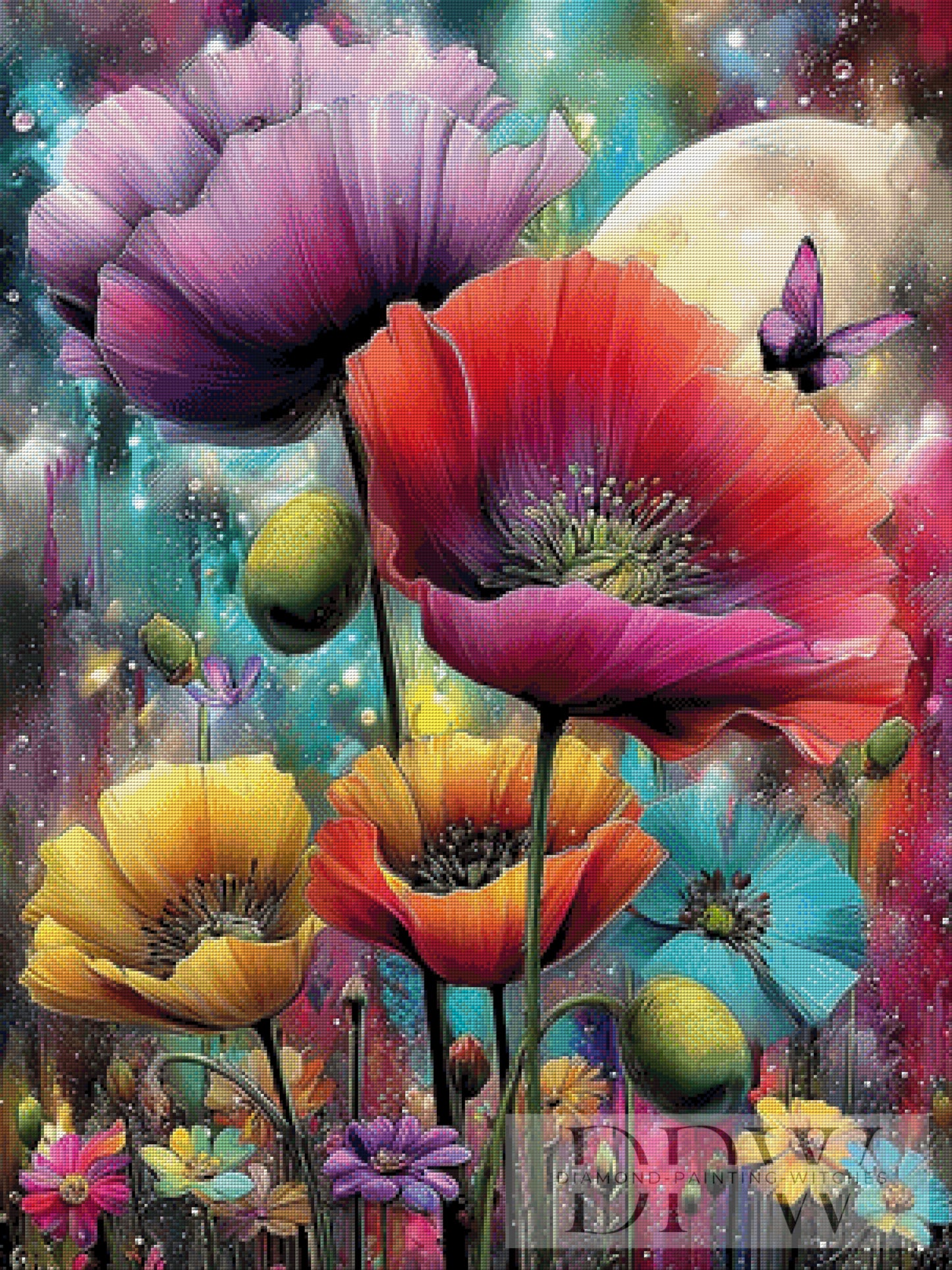 Bunte Blüten by CleoDora 75x100cm mit 370 Farben DPW-6443