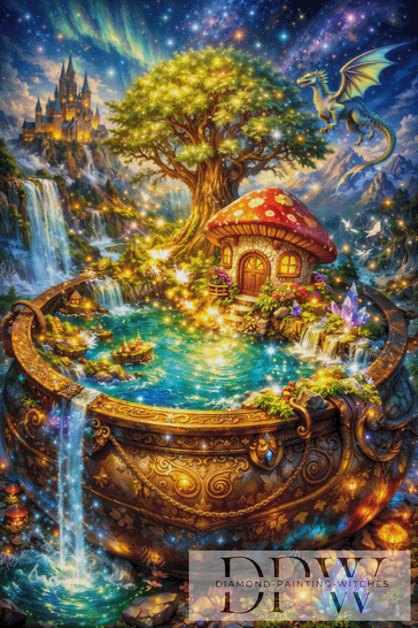 Fantasy Welt im Kessel by Pixxel Pics 90x135cm mit 370 Farben DPW-6544