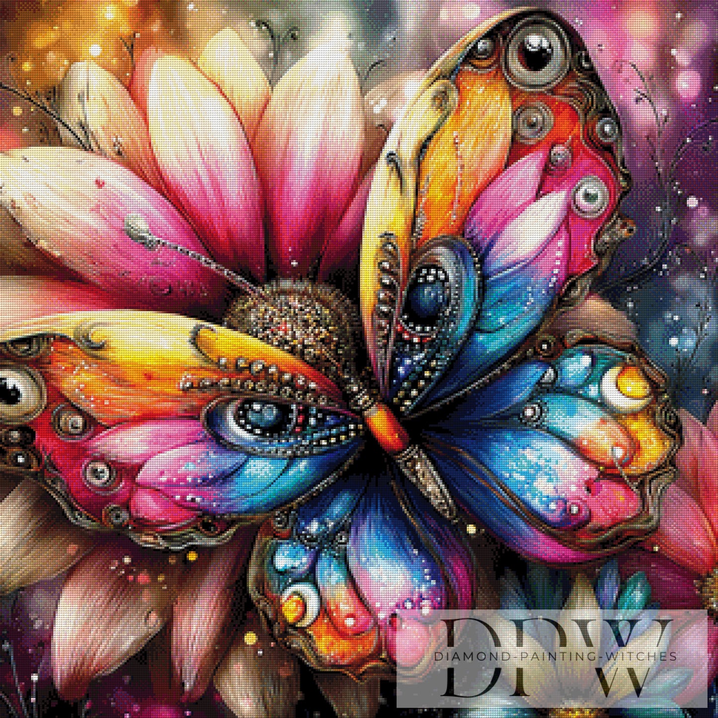 Regenbogen Flatterli by theA.art 80x80cm mit 350 Farben DPW-6550