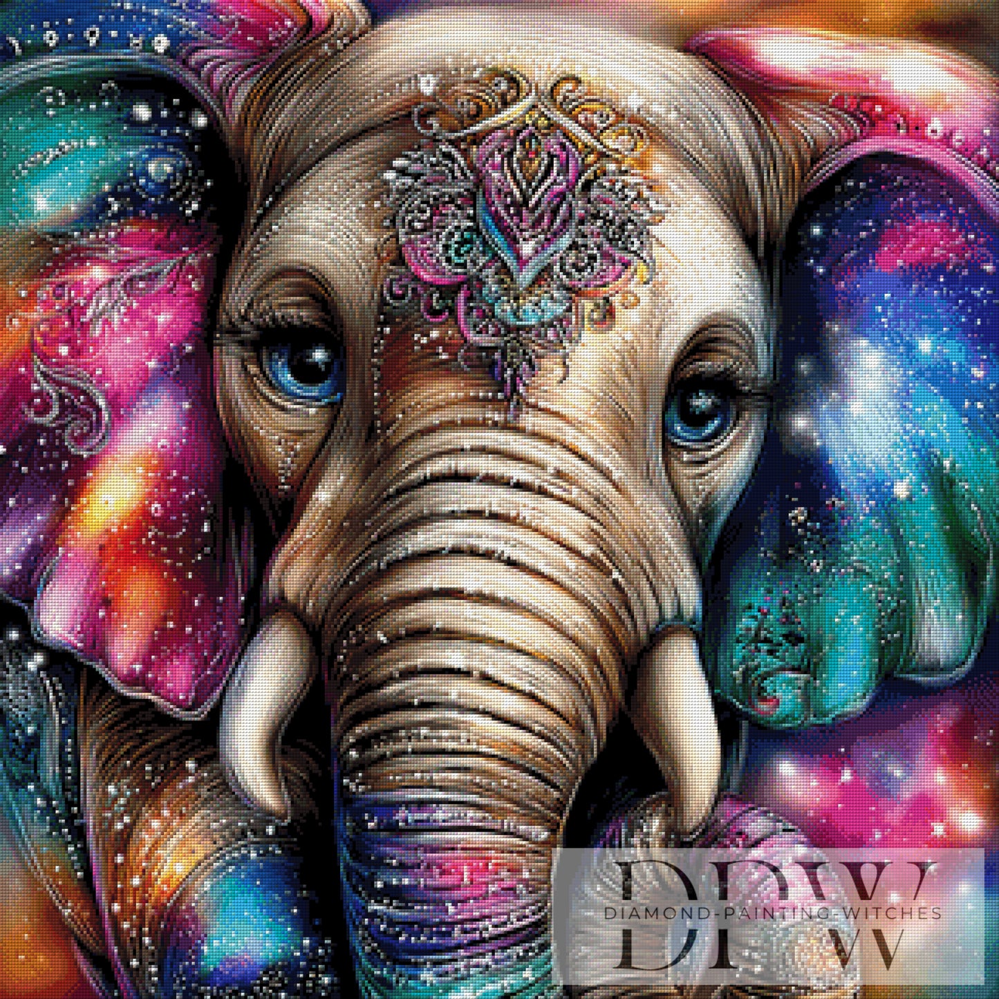 Regenbogen Elefant by theA.art 80x80cm mit 300 Farben DPW-6551