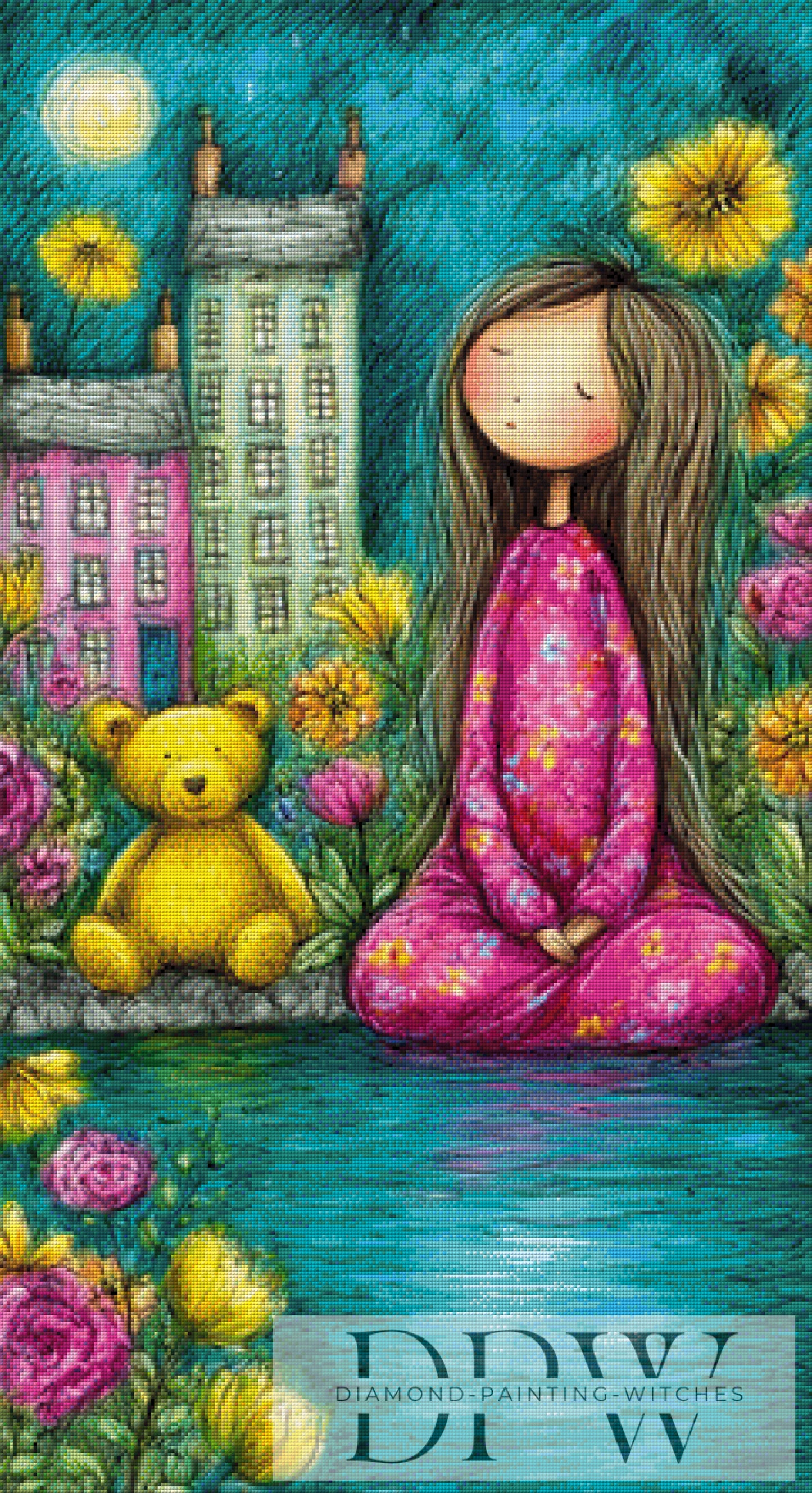 Mondnacht am Wasser by CleoDora 60x110cm mit 350 Farben DPW-6561