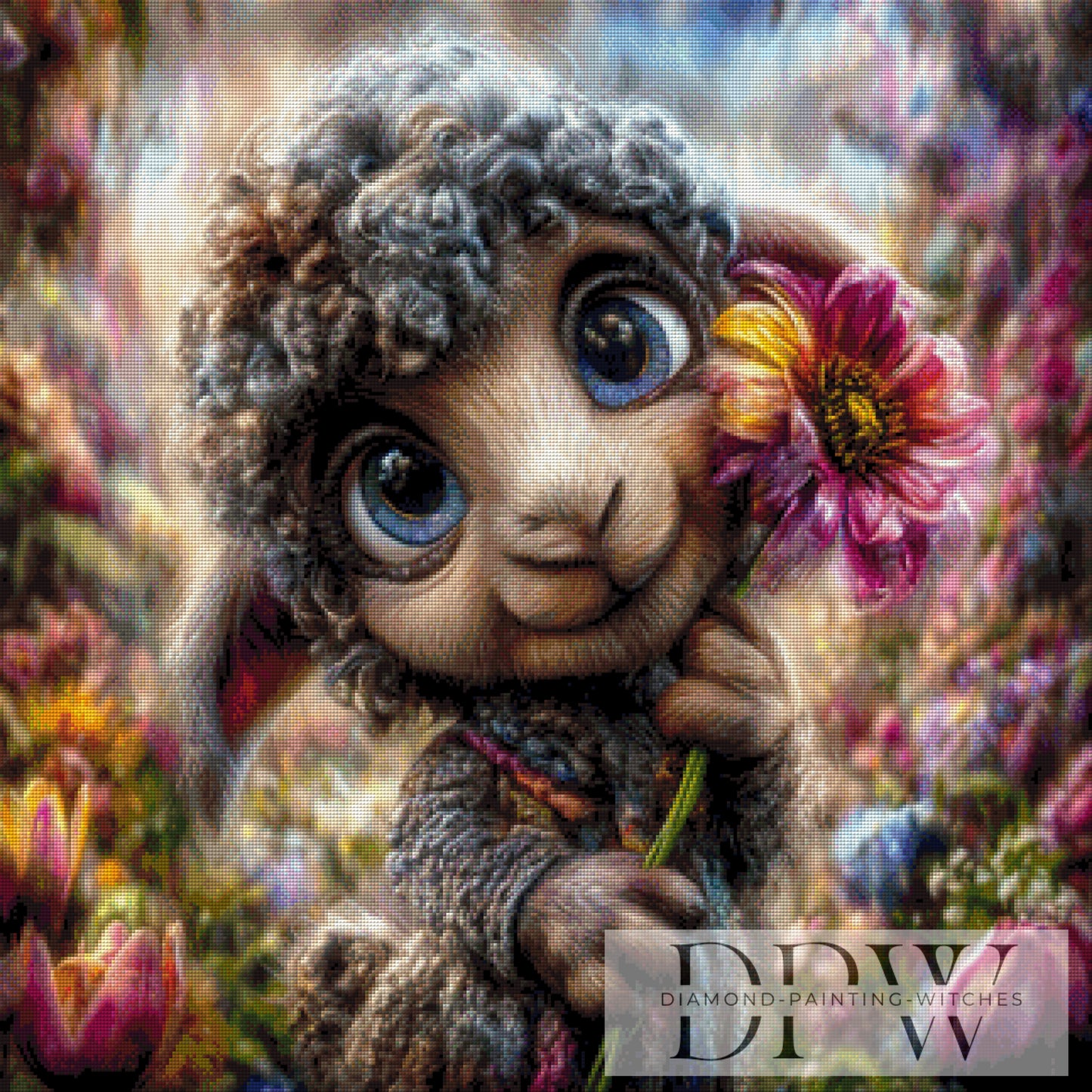 Frank das kleine Lämmchen by CreatiVart 80x80cm mit 300 Farben DPW-659